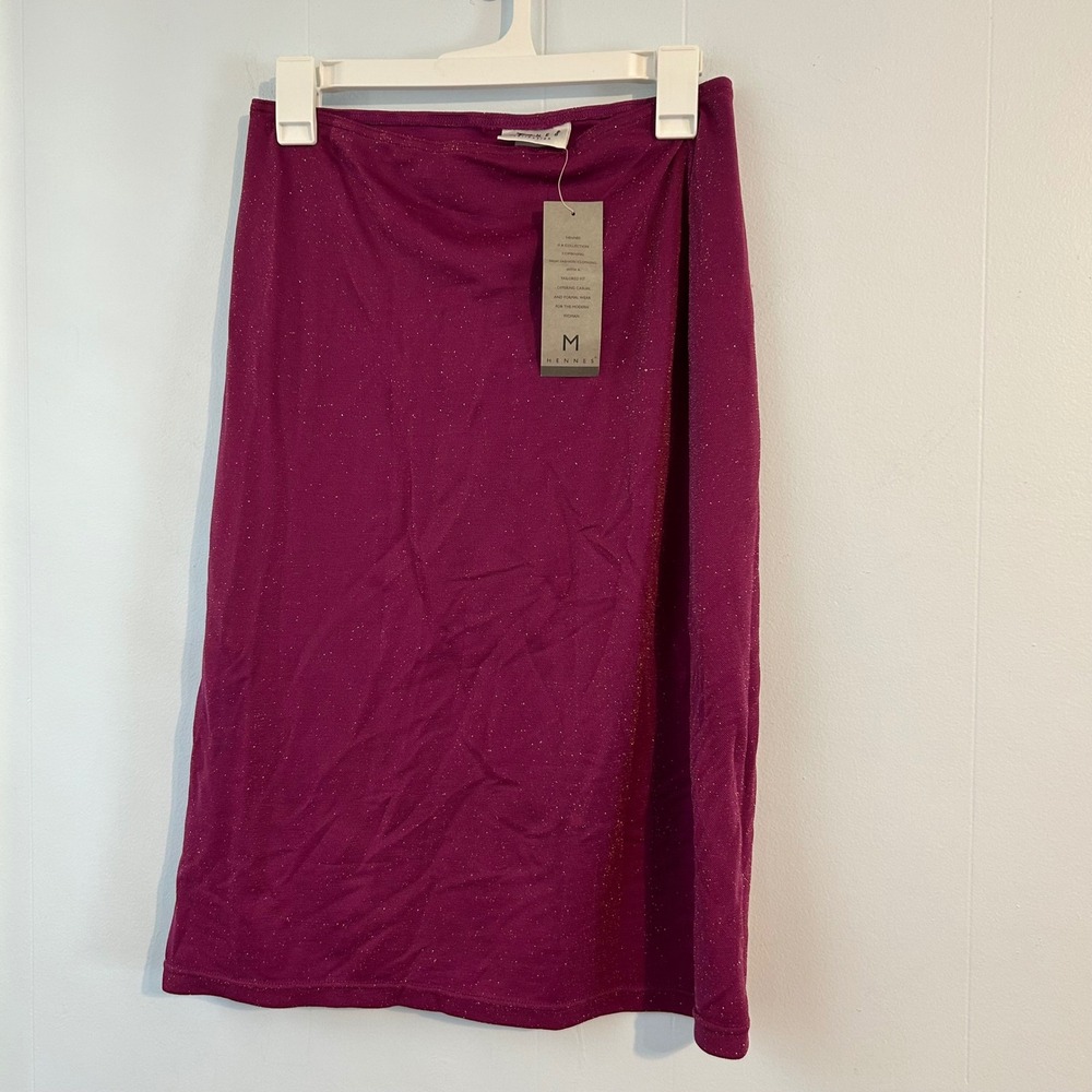 Hennes Collection Women's Medium Magenta Sparkle Midi Skirt‎